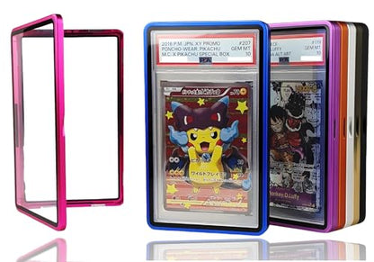 RedCap Magnetic Aluminum PSA Graded Card Holder 35PT Premium PSA Slab Protector Display Case with UV Resistant Glass Fits Standard PSA Graded Sports Trading Cards - Pink Nova - color: Pink Nova
