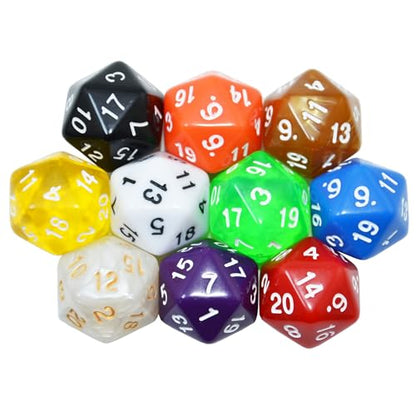 SmartDealsPro 10-Pack 20 Sided Dice D20 Polyhedral Dice for DND RPG MTG Table Game (Mix Color) - color: Mix Color