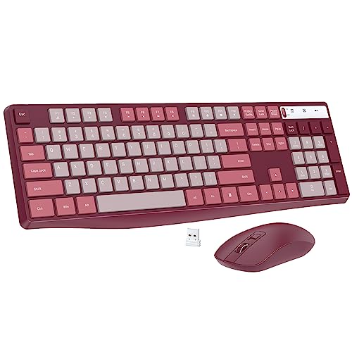 Wireless Keyboard and Mouse Combo, Lovaky 2.4G Full-Sized Ergonomic Keyboard Mouse, 3 DPI Adjustable Cordless USB Keyboard and Mouse, Quiet Click for Computer/Laptop/Windows/Mac (1 Pack, Rose) - color: Rose, size: 1 Pack