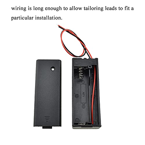 HAHIYO 1.5V AA Battery Holder Bundle with Wire Sturdy Cover Flexible Springs Contact Build-in Switch Batteries Black Case Easy Install 8 Pieces for Wall Clocks Ham Radio Kids Toys - style: 1AA-8P