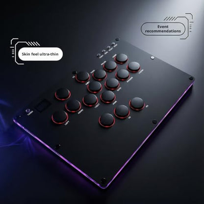 XIAO SHI MIN STORY Leverless Arcade Stick, All-Button Fight Controller with A16 Keys, Slim Fighting Game Keyboard with Turbo & Custom RGB, Supports Hot-Swap & SOCD (large panel)