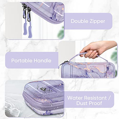FINTIE Carrying Case for Nintendo Switch / Switch OLED Model (2021) | Shockproof, Hard Shell Protective Cover, Portable Travel Storage Bag, 10 Game Card Slots & Inner Pocket - color: lilac marble