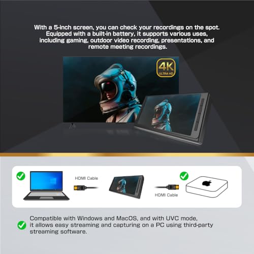 TEC TMREC-4KMAX 4K60P HDMI Video Recorder – True 4K Recording, H.265/H.264 Codec, HDMI Input, No PC Required – Capture and Playback UHD Video