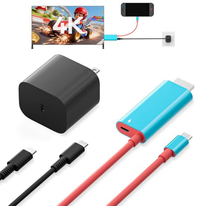 Portable Dock 4K with 65W Charger & 6.5' HDMI for Nintendo Switch 2/1/OLED/Steam Deck/ROG Ally/Legion Go/Laptop etc. Travel Docking Station TV Accessories, USB-C Charging Cable, AC Adapter Power Cord