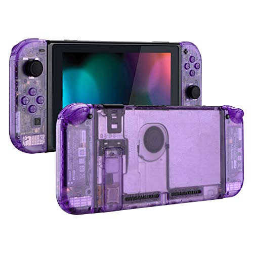 eXtremeRate DIY Replacement Shell Buttons for Nintendo Switch, Back Plate for Switch Console, Housing with Full Set Buttons for Joycon Handheld Controller - Clear Atomic Purple [No Electronics Parts] - color: Clear Atomic Purple
