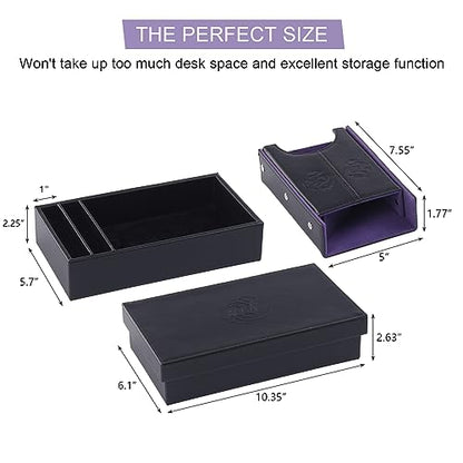 DND Dice Tower and Tray Set with Non-Scratch Felt Lined Rolling and Velvet Surface - Folding Auto Dice Roller Dice Rolling Tower for RPG Board and Table Games - color: Balck Bule
