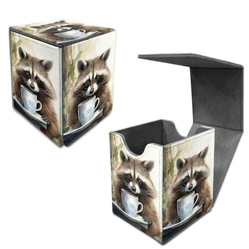 Raccoon Card Deck Box, MTG Commander Deck Box Card Deck Case for Trading Cards, 100+ Sleeved Cards with PU Leather Magnetic Card Storage Box for TCG CCG Magic Cards - color: 416