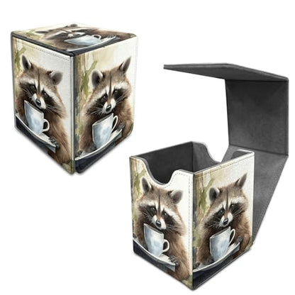Raccoon Card Deck Box, MTG Commander Deck Box Card Deck Case for Trading Cards, 100+ Sleeved Cards with PU Leather Magnetic Card Storage Box for TCG CCG Magic Cards - color: 416