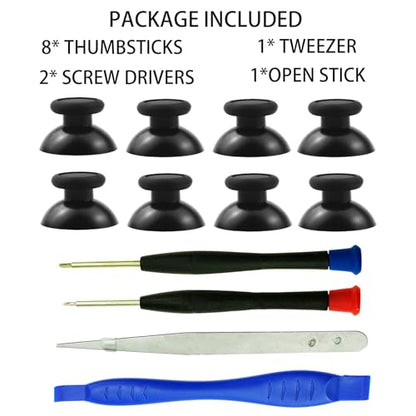 8 Replacement Thumbstick Joystick Analog for Nintendo Switch Pro Controller | CTHTBZ 8PCS Black 3D Thumb Sticks With Screwdriver