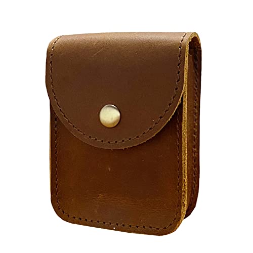 Genuine Leather Playing Card Case, Single Deck Playing Card Box，Leather Pouch Multipurpose with Belt Clip for Carrying Cards Small Tools Storage - color: Brown