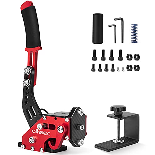 aikeec 64 Bit USB Handbrake with Clamp for PC Windows Sim Racing Games G25 G27 G29 T500 FANATECOSW Dirt Rally with Handle Grip - color: red, size: with clamp