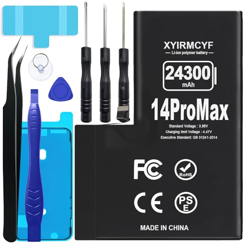 XYIRMCYF 24300mAh Super Capacity Battery Compatible with iPhone 14 Pro Max, 0 Cycle Li-Polymer Replacement Battery for iPhone 14 Pro Max, with Professional Repair Tool Kit - color: 14Promax-24300