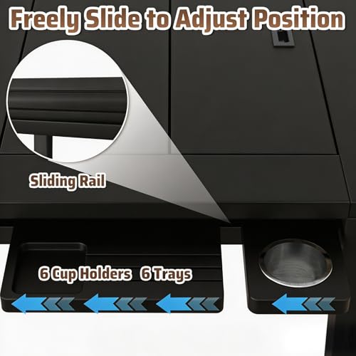 Board Game Table with Adjustable Led Lights Gaming Table with Removable Top | 53.7in x 30.7in Play Area Dining/Gaming Table with Charge Station, Play Mat, 6 Cup Holders & Trays (Black)