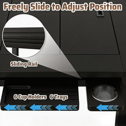 Board Game Table with Adjustable Led Lights Gaming Table with Removable Top | 53.7in x 30.7in Play Area Dining/Gaming Table with Charge Station, Play Mat, 6 Cup Holders & Trays (Black)