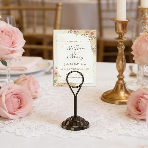 Urban Deco 16 Pieces Table Card Holder Place Card Holders 4 inches Steel Card Holders for Photos, Food Signs, Memo Notes, Weddings, Restaurants, Birthdays (Nickel Black Round) - color: Nickel Black Round