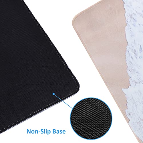iCasso Extended Gaming Mouse Pad,35.4 x 15.7in Desk Pad,Beach | Non-Slip Rubber Base Mousepad with Stitched Edges,Waterproof Keyboard Mouse Mat for Work Home Game Office - color: Beach