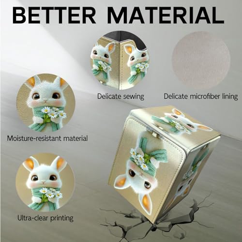 for MTG Deck Box, Trading Card Storage Case Holds 100+ Sleeved Cards, Bunny with Daisies and Scarf Magnetic Closure Durable Deck Holder for Magic The Gathering, TCG & Commander - color: Bunny with Daisies and Scarf