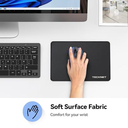 TECKNET 3 Pack Mouse Pad with Anti-fray Stitching, Waterproof Surface & Non-Slip Rubber Base with Stitched Edges Gaming Mouse Mat for Laptop，Compatible with Laser and Optical Mice - Black - color: Matte Black-3 Pack