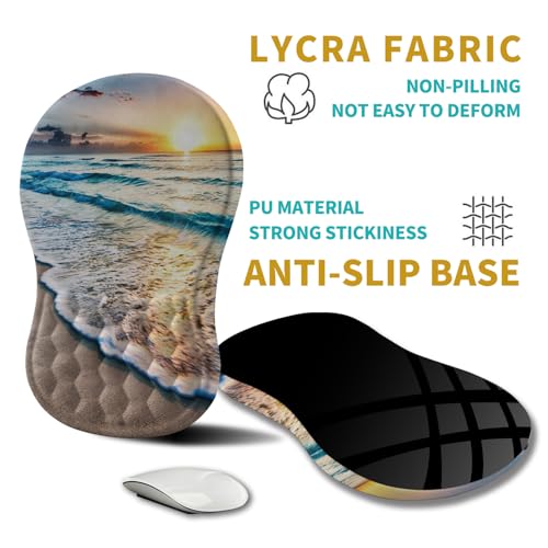 Hokafenle Ergonomic Mouse Pad Wrist Support, Wrist Rest Mousepad for Carpal Tunnel Pain Relief with Integrated Memory Foam Slope Massage Bulge (11.8x7.9 inch,Beach Sunset - color: KM10-Beach Sunset