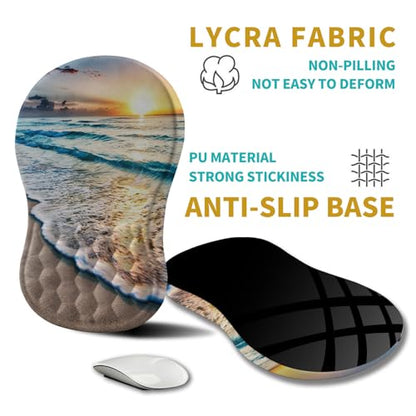 Hokafenle Ergonomic Mouse Pad Wrist Support, Wrist Rest Mousepad for Carpal Tunnel Pain Relief with Integrated Memory Foam Slope Massage Bulge (11.8x7.9 inch,Beach Sunset - color: KM10-Beach Sunset