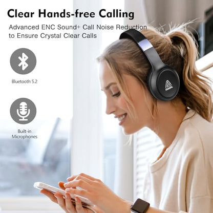 FAAEAL Bluetooth Noise-canceling Headphones Over Ear,68 Hours Playtime Wireless Headphones with Mic,Foldable Lightweight Headset with Deep Bass,HiFi Stereo Sound for Travel Work Cellphone - style: Wireless Bluetooth