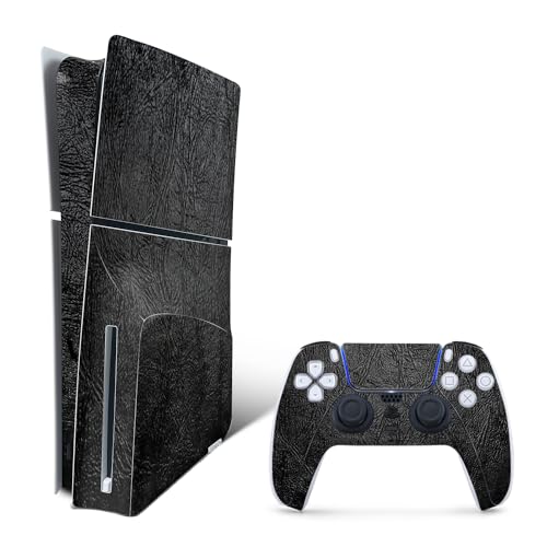 MightySkins Skin Compatible with Playstation 5 Slim Disk Edition Bundle - Black Leather | Protective, Durable, and Unique Vinyl Decal wrap Cover | Easy to Apply | Made in The USA - color: Black Leather, size: Playstation 5 Slim Disk Edition With Controlle