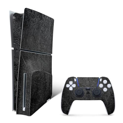 MightySkins Skin Compatible with Playstation 5 Slim Disk Edition Bundle - Black Leather | Protective, Durable, and Unique Vinyl Decal wrap Cover | Easy to Apply | Made in The USA - color: Black Leather, size: Playstation 5 Slim Disk Edition With Controlle