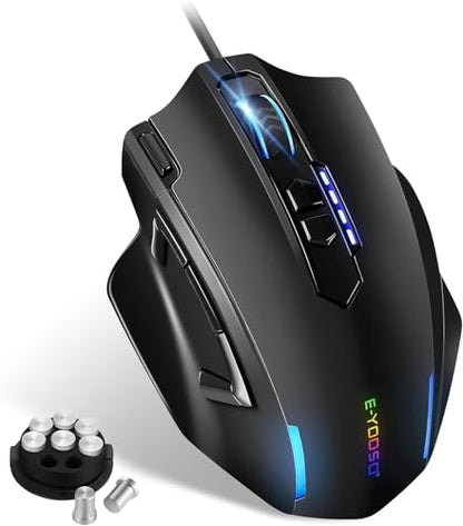 E-YOOSO Large RGB Gaming Mouse, 12400 DPI Wired Gamer Mouse with 6 Side Buttons & 7 Backlit Modes, Computer Mouse for PC/Mac and Laptop - Black.
