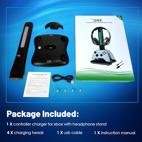 Controller Charger with RGB Headphone Stand for Xbox Series X/S/One/One S/X, XSX Controller Charger Station, Headset and Controllers Stand Holder for Xbox, Gaming Gifts for Gamers Men - size: Dual Charger for Xbox