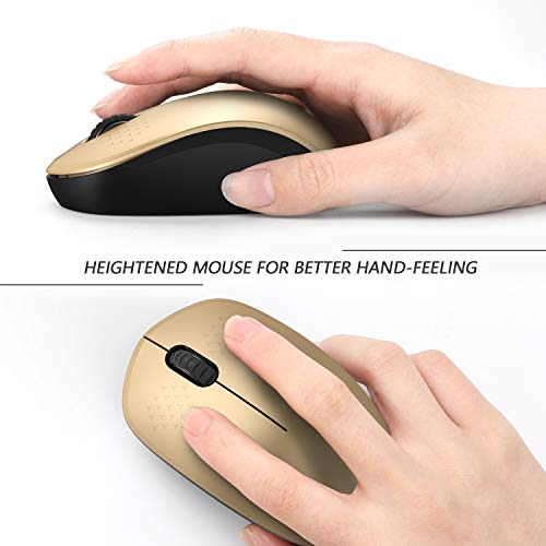 seenda Wireless Mouse for Laptop, 2.4G Noiseless Mouse with USB Receiver - Optical Tracking Portable Computer Mice for Chromebook, PC, Tablet, Windows System, 24 Months Battery Life - Black & Gold - color: Gold and Black
