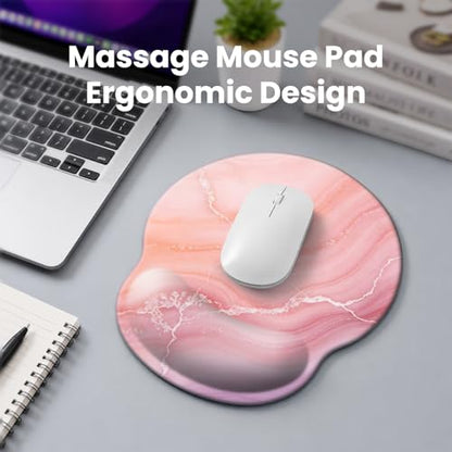 Mouse pad with Wrist Rest,Relieving Pain Memory Foam Computer pad, Ergonomic Desktop Mouse, Silicone Material Mouse pad, with Non-Slip PU Base (Marble) - color: Marble