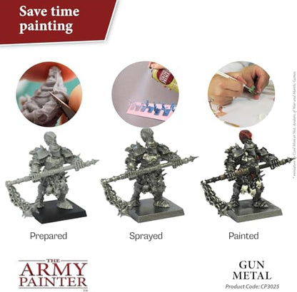 The Army Painter, Colour Primer Gun Metal, 400 ml spray acrilico | Primer grigio canna di fucile per dipingere miniature Warhammer e Dungeons and Dragons - color: Gun Metal