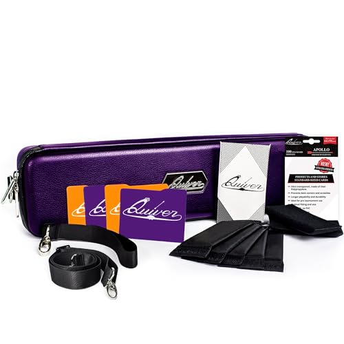 Quiver Time Purple Quiver Card Carrying Case - TCG Cards Deck Box Holder for Trading Cards, MTG Bag Playing Card Case (+Wrist & Shoulder Strap, Dividers, Separators, Corner Pads + 100 Apollo Sleeves) - color: Purple, size: Quiver Card Carrying Case