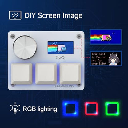O3C Rapid Trigger Keyboard With Hall Magnetic Switch For OSU Geometry Dash | Rhythm Games,with Knob and Screen,Copy Paste,Shotcut,Macro Hotswap Mini Keypad Magnetic Linear Switches - color: White, size: Outemu Peach V2