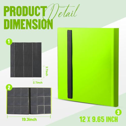 Card Binder 9-Pockets,Trading Card Binder,20 Pages, 360 Card Capacity Collection Binder, Card Folder for MTG, TCG, Game Cards & Sports Cards (Apple green) - color: Apple green