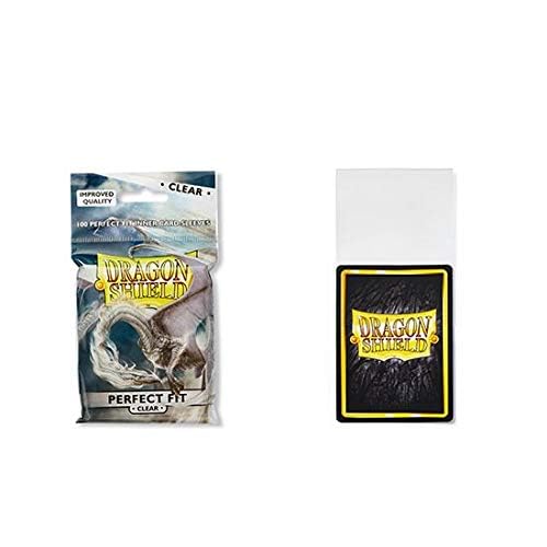 2 Packs Dragon Shield Inner Sleeve Clear Standard Size 100 ct Card Sleeves Individual Pack - color: Perfect Fit X2, size: Standard Size