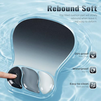 Ospelelf Mouse Pad with Wrist Rest Set Gel Ergonomic Keyboard Wrist Support Anti-Slip Rubber Bottom Office Women Desk Accessories for Computer, Laptop and Gaming, Black and Grey - color: Black and Grey, style: Keyboard Rest + Mouse Rest + Coaster