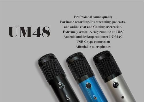 UM48 USB Condenser Microphone - Professional Audio for Streaming, Podcasting, Meetings, Gaming, 48kHz, Cardioid, PC/MAC/iOS/Android Compatible
