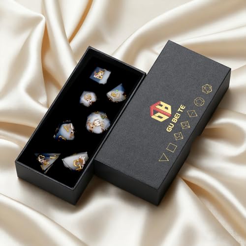 Chihuahua 7Pcs DND Dice Set,Sharp Edge Dog Resin Dice for RPG MTG | Polyhedral DND Dice,Smooth Polished Surface,Ideal Gift For Tabletop Role Playing Game Lovers Adults Women Men Teens - color: Blue and White, style: Chihuahua