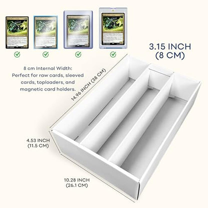 Trading Card Storage Box for MTG TCG Sports Card Collection, 3 Row Cardboard Top loader Storage Box, Bulk Card Storage, 2 Sets