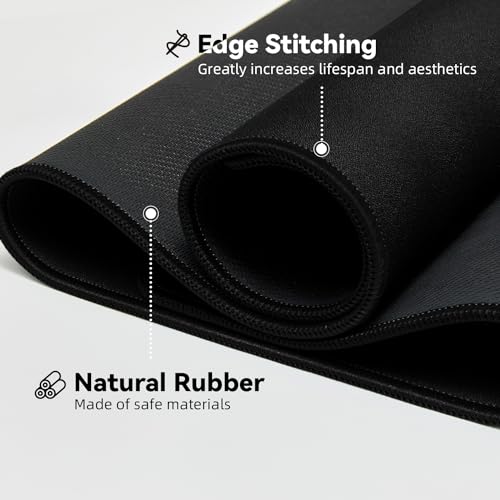Reniteco Large Office & Gaming Mouse Pad, 35.4" x 11.8" Desk Mat, Black | Anti-Fray Stitched Edges, Premium Textured Surface, Non-Slip Rubber Base, Water and Stain Resistant Protection - color: Black, size: 35.4''x11.8''x0.12"