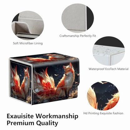 Strong Magnet for TCG MTG Commander Deck Box Playing Card Case Magic Deck Box Creative Pattern Trading Card Storage Box for Collectible Games, Cute Red Fox - color: Cute Red Fox