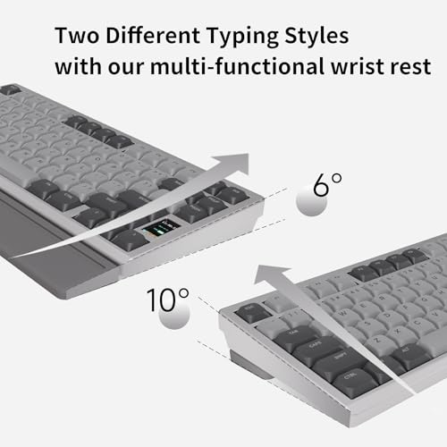 OOCTPK Mechanical Keyboard, Chilkey ND75 LP Wireless Gaming Keyboard with LCD Screen, Bluetooth 5.3/2.4G/USB-C, Hot Swappable Per-Key RGB Custom, Thin Front, Wrist Rest, Full-Aluminum, PC/Mac Support - color: Silver