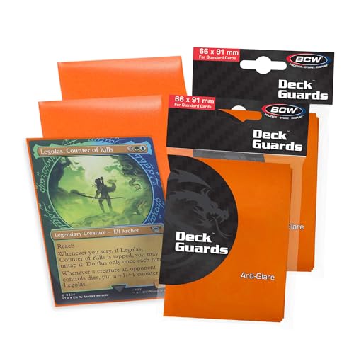 BCW Deck Guard - Double Matte Orange Card Sleeves | Acid-Free, Archival-Safe, No PVC | Anti-Glare Matte Finish | Fits Standard 2½" x 3½" Game Cards | Durable Deck Protector Sleeves | 100 Ct