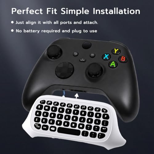 Mcbazel Mini Game Keyboard 2.4G Receiver Wireless Chatpad Message with 3.5MM Audio Jack for Xbox One/Xbox One X/S/Xbox Series X/S/XboxElite/2, Controller Keyboard Attachment - White