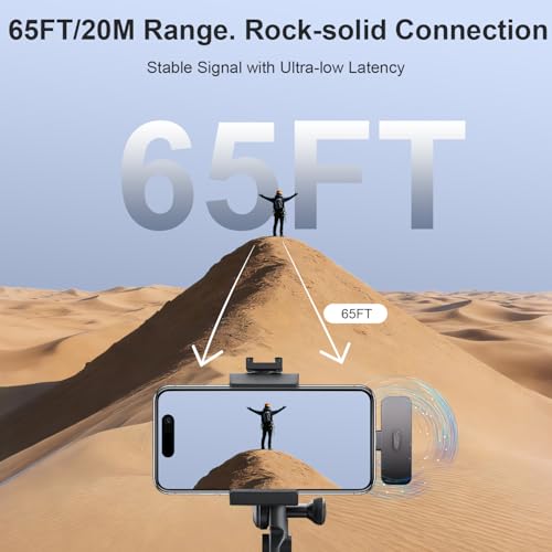 2-Pack Wireless Mini Lavalier Lapel Microphone for iPhone,Android Phone(2 in 1) w/ Case - 65ft Cordless Clip on Dual Mics with Noise Reduction 6H Working Time for Video Recording Vlogging, YouTube