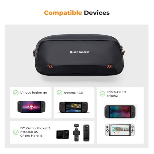 K&F CONCEPT Sling Bag for Nintendo Switch 2, Crossbody Camera Bag with 4 Compartments, Waterproof Travel Shoulder Bag Compatible with Switch 2/Steam Deck/Canon/Nikon/Sony/DJI/GoPro