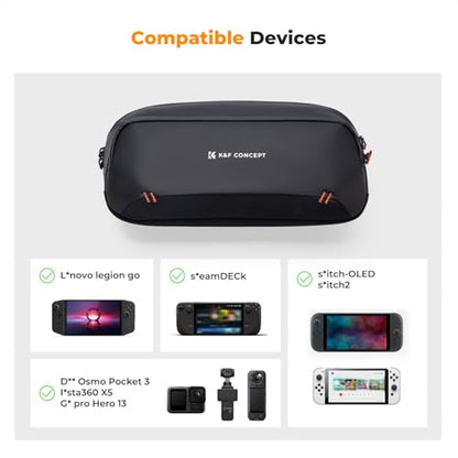 K&F CONCEPT Sling Bag for Nintendo Switch 2, Crossbody Camera Bag with 4 Compartments, Waterproof Travel Shoulder Bag Compatible with Switch 2/Steam Deck/Canon/Nikon/Sony/DJI/GoPro