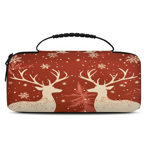Adornori Reindeer And Holly Christmas Carry Case Compatible with Nintendo Switch 2, with 20 Games Cartridges, Portable Travel Carrying Case Pouch for Accessories & Game Cards - color: Multicolor 18