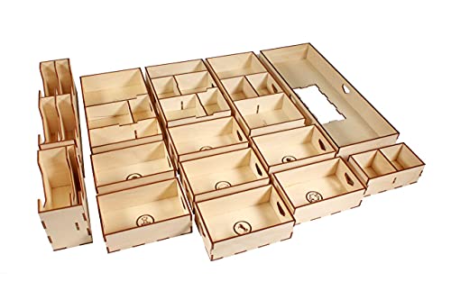 The Broken Token Game Organizer Compatible with Scythe Legendary Expansion - Wooden Game Organizing Box with Multiple Trays - size: Scythe Legendary